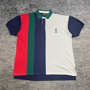 Vintage Atlanta Olympics 1996 Polo Shirt Striped Colorblock Mens XL Multi Color